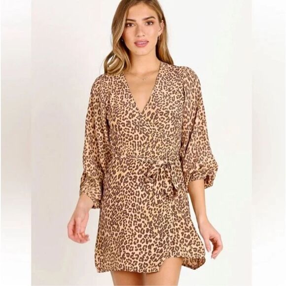 Faithfull the Brand Baja‎ Wrap Dress Mila Leopard Print 4 - Picture 1 of 13